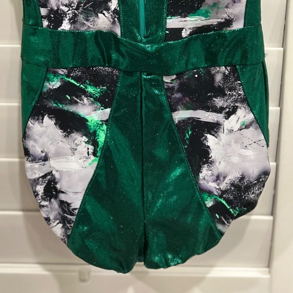 Green and Black Patterned Leotard / Dance Costume - Picture 5 of 5